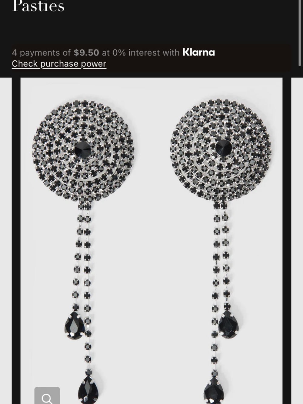 Frederick's of Hollywood Black Crystal Disc Dangle Pasties